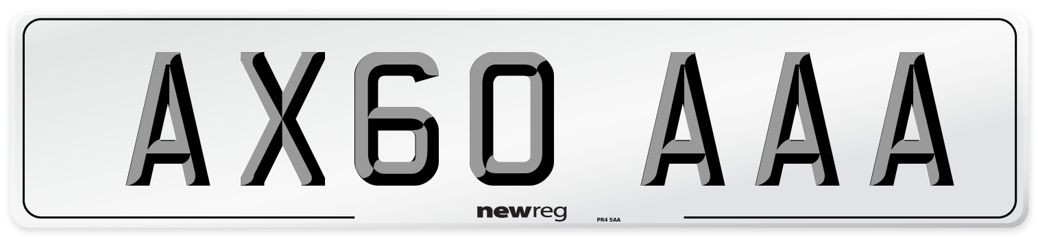 AX60 AAA Number Plate from New Reg